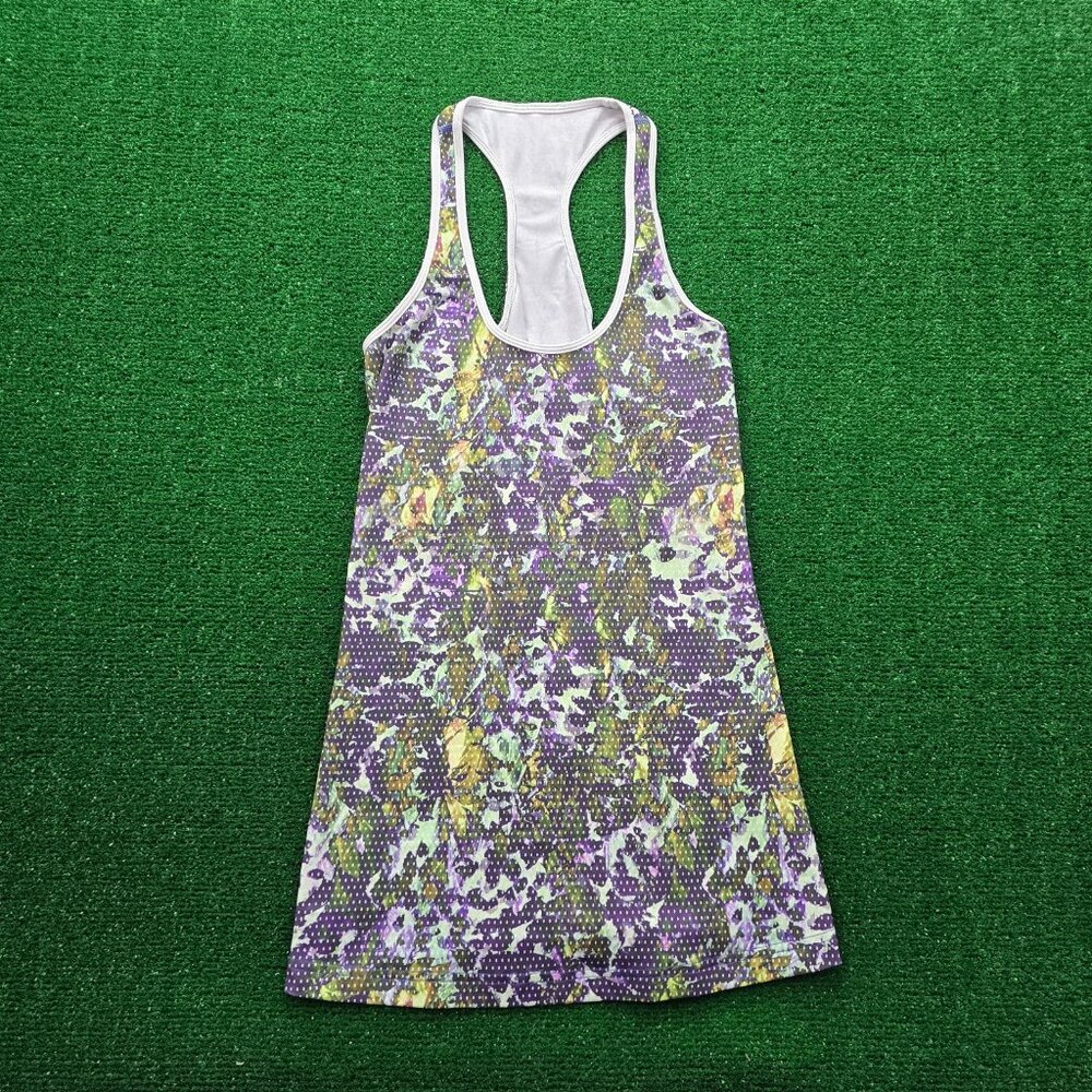 Lululemon Tank Top Womens XS Purple Sleeveless Cool Racerback Floral Yoga Sports